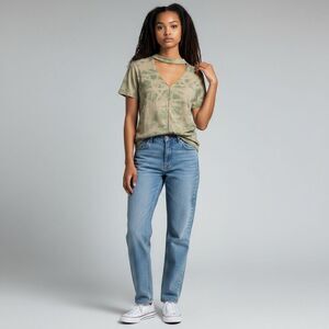 Lavender Field Green & Orange Bleach Tie Dye V Neck Short Sleeve Blouse size L